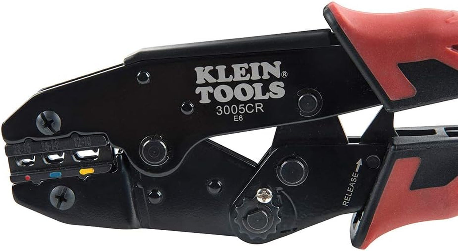 Klein Tools  Wire Crimper Tool, Ratcheting Insulated Terminal Crimper for 10 to 22 AWG Wire