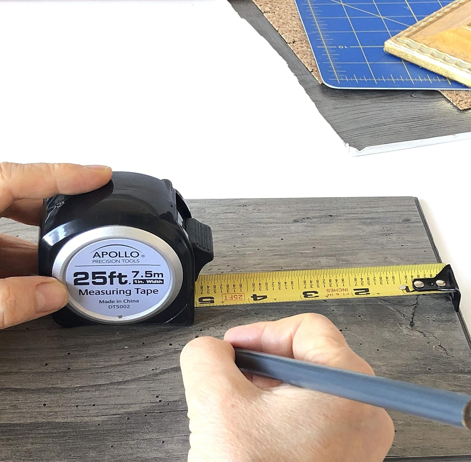 Tools Measuring Tape, 25 Foot Tape Measure with Retractable Blade, Fraction Markings, 1 Inch Nylon Blade, 8 Foot Standout, Lock Button and Belt Clip - Black - DT5002