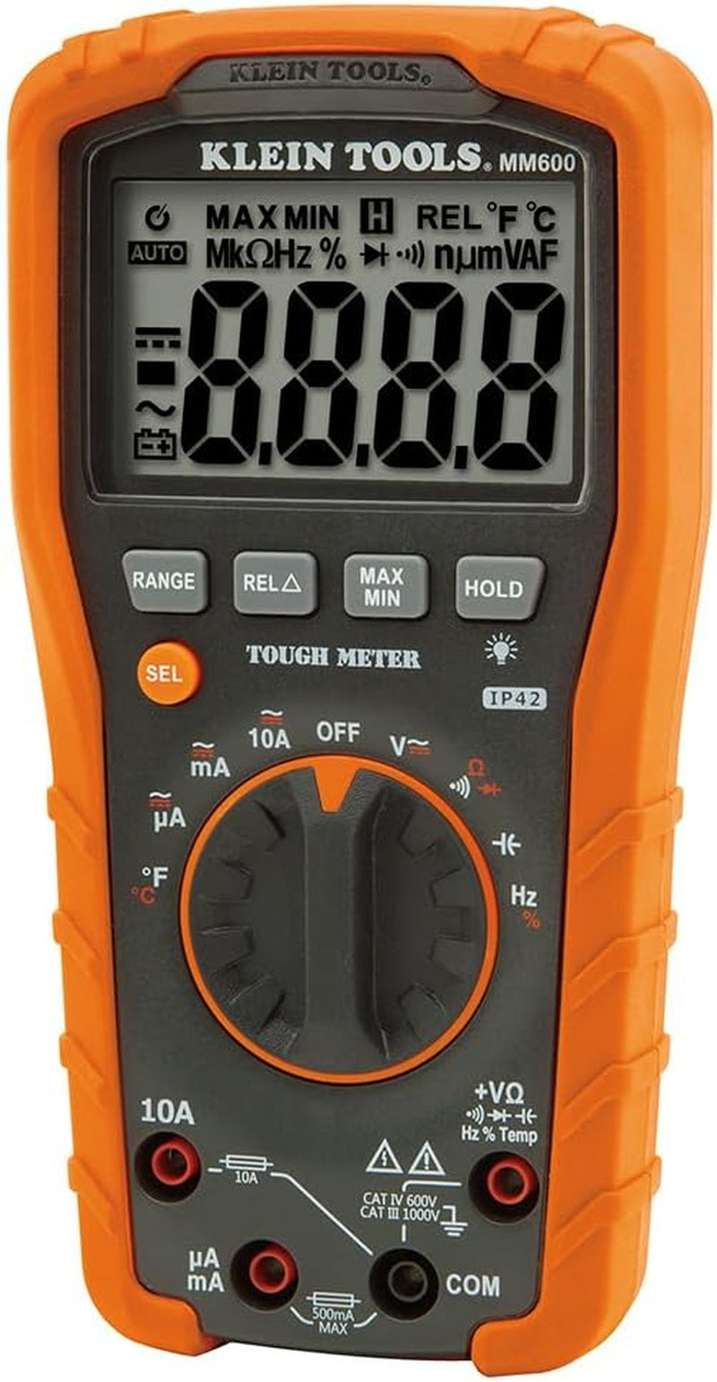 MM600 HVAC Multimeter, Digital Auto-Ranging Multimeter for AC/DC Voltage, and Current, Temperature, Frequency, Continuity, More