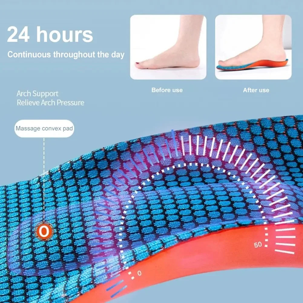 Orthopedic Sports Elasticity Insoles For Shoes Sole Unisex Technology Shock Absorption Breathable Running Insoles
