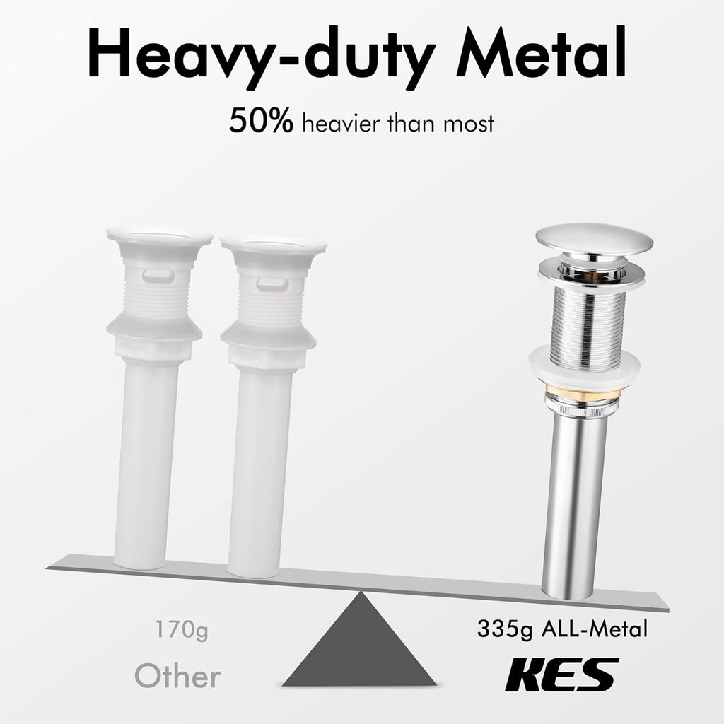Bathroom Sink Drain without Overflow Vessel Sink Lavatory Vanity Pop up Drain Stopper Polished Chrome, S2008D-CH