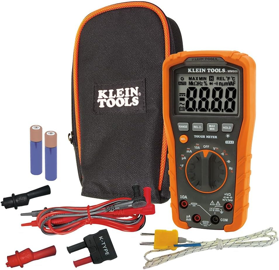 MM600 HVAC Multimeter, Digital Auto-Ranging Multimeter for AC/DC Voltage, and Current, Temperature, Frequency, Continuity, More